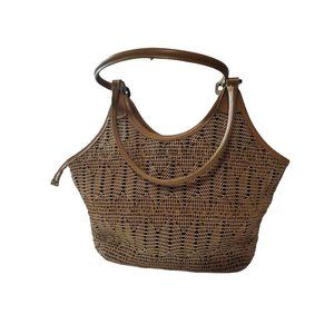 𝅺nine West Tan Woven Handbag - medium